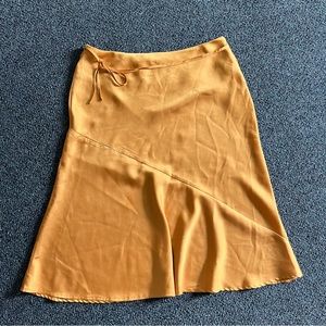 ASOS UNIQUE21 Mango Yellow Modest Satin Slip Midi Knee-Length Bias Cut Skirt 10